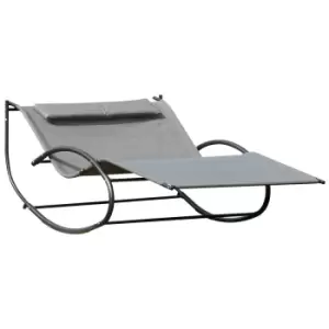 Outsunny Hammock Chair Sun Bed Rock Seat With Metal Texteline - Grey