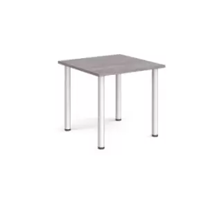 Rectangular silver radial leg meeting table 800mm x 800mm - grey oak