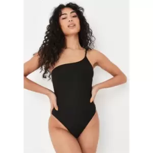 Missguided One Shoulder Swimsuit - Black