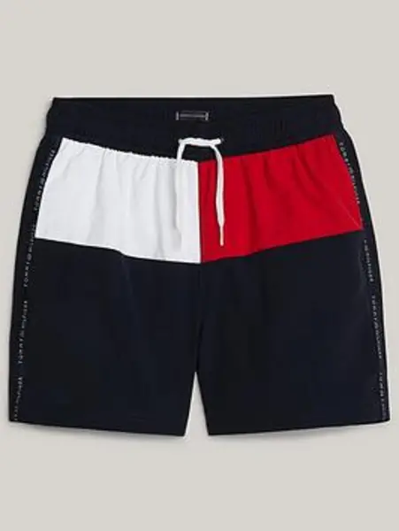 Tommy Hilfiger Boys Flag Swim Shorts - Desert Sky, Navy, Size Age: 8-10 Years