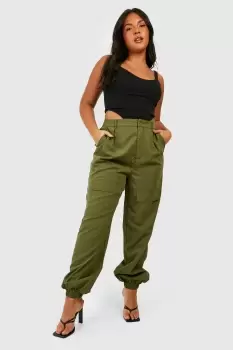 Plus High Waisted Cargo Cuffed Jogger