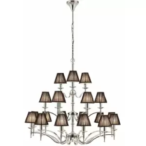 Loops - Avery Ceiling Pendant Chandelier Light 21 Lamp Bright Nickel & Black Pleat Shade