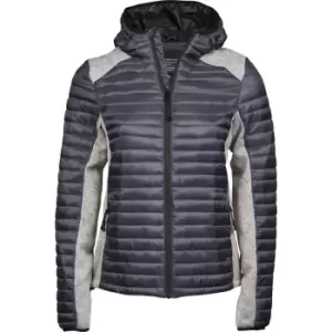 Tee Jays Womens/Ladies Crossover Hooded Padded Outdoor Jacket (XL) (Space Grey/Grey Melange)