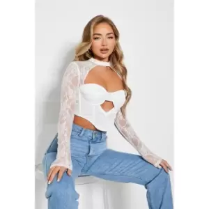 I Saw It First High Neck Cut Out Corset Top - White