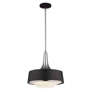 4 Light Dome Ceiling Pendant Black, Brushed Steel, E27