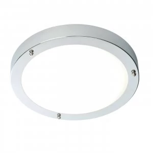 LED Bathroom Flush Ceiling Light Chrome, Frosted Glass IP44