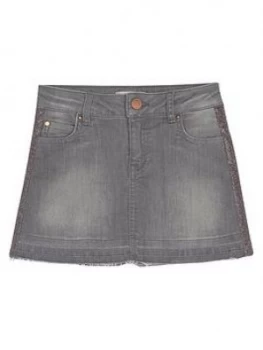 Mintie by Mint Velvet Girls Glitter Trim Denim Skirt - Grey, Size Age: 7-8 Years, Women