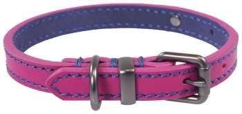 Joules Pink Leather Dog Collar - Large