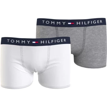 Tommy Hilfiger Tommy 2 Pack Logo Trunks - White/Grey 0WU