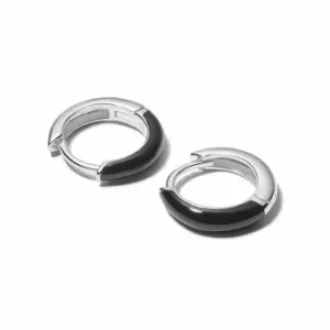 Daisy London 925 Sterling Silver Black Huggie Hoop Earrings Sterling Silver