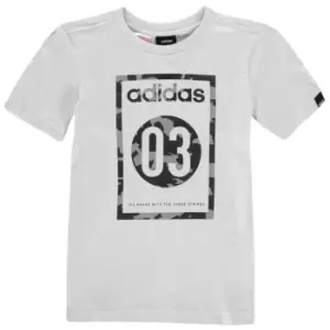 adidas Camo QT T Shirt Junior Boys - Grey