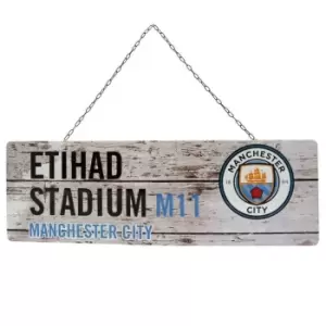 Manchester City FC Rustic Street Sign (One Size) (Multicoloured)