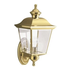 1 Light Medium Outdoor Wall Lantern Polished Brass IP44, E27