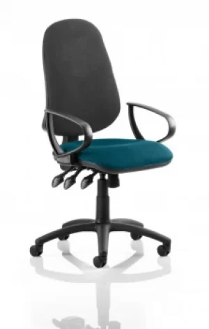 Eclipse XL Lever Task Operator Chair Black Back Bespoke Seat With Loop Arms In Teal