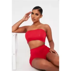 I Saw It First Red Slinky Bandeau Crop Top - Red