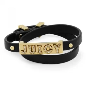 Ladies Juicy Couture PVD Gold plated Juicy Id Double Leather Wrap Bracelet