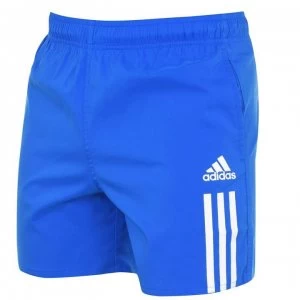 adidas Mens 3-Stripes Badge Swim Shorts - Blue/White