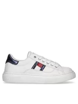 Tommy Hilfiger Girls Flag Low Cut Lace-up Sneaker Off - White/blue, White/Blue, Size 11.5 Younger