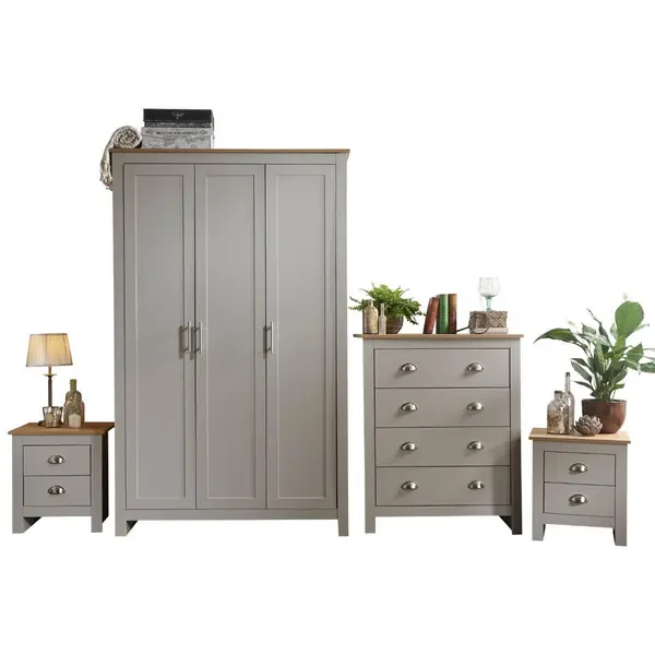 Lancaster 4 Piece Bedroom Furniture Set Grey LAN4PCGRY