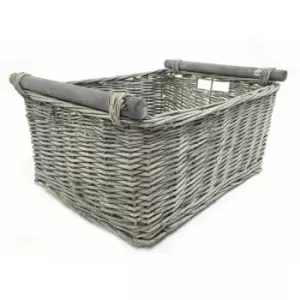 Kitchen Log Fireplace Wicker Storage Basket With Handles Xmas Empty Hamper Basket [Grey,Extra Large 51x41x22cm]