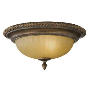 2 Light Flush Ceiling Light Gold, Bronze, E27