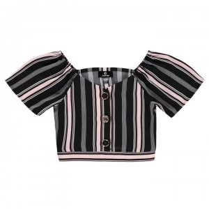 Firetrap Crepe Shirt Junior Girls - Jet Stripe