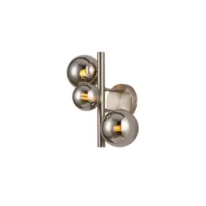 Marshall Wall Lamp, 3 Light G9, Satin Nickel, Chrome Plated Glass