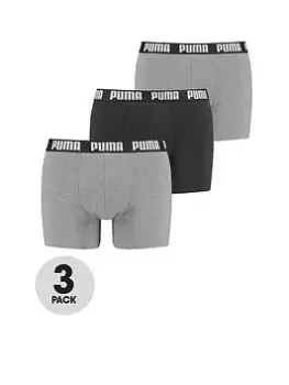 Puma 3 Pack Everyday Boxers - Grey/Black, Grey/Black Size XL Men