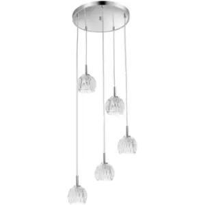 Merano - Columbia 5 Light Cluster Pendant Ceiling Light Clear Glass, Chrome Base G9