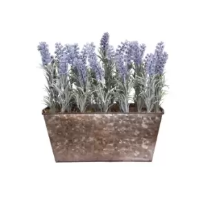 Greenbrokers Artificial Lavender Tin Rustic Planter Wimdow Box 30Cm/12In