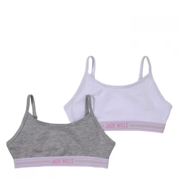 Jack Wills Kids Girls Multipack Bralettes 2 Pack - White/Grey