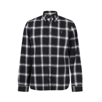 AllSaints Windham Long Sleeve Shirt - JET BLACK/GREY