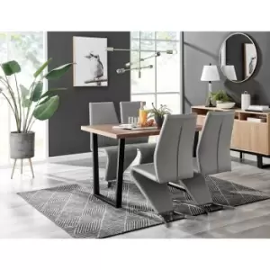 Kylo Brown Wood Effect Dining Table & 4 Grey Willow Chairs - Elephant Grey