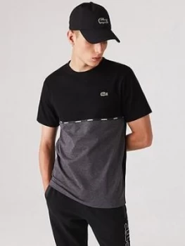 Lacoste Cut & Sew Marl Detail T-Shirt - Black/Grey, Size 3XL, Men