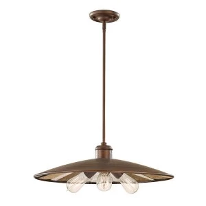 3 Light Large Dome Ceiling Pendant Bronze, E27