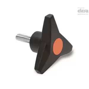 ELESA Soft Three-arm knob-VB.839/100 p-M12x40-Soft-C2 Orange