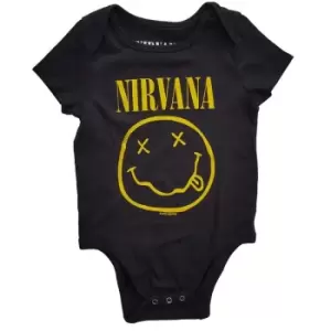 Nirvana - Yellow Smiley Kids 3-6 Months Baby Grow - Black