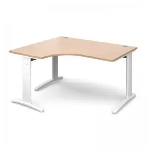 TR10 deluxe left hand ergonomic desk 1400mm - white frame and beech