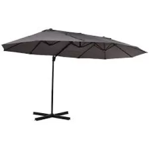 Outsunny Double Overhanging Parasol Grey 4.4m - Garden & Outdoor