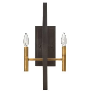 2 Light Indoor Candle Wall Light Bronze, E14