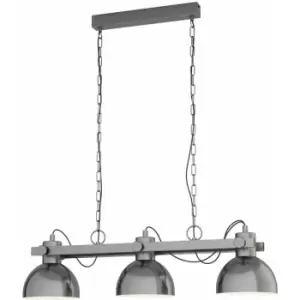 Hanging Ceiling Pendant Light Gloss Nickel Industrial Shade 3 Bulb Kitchen Lamp