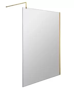 Nuie 1200mm Wetroom Screen With Support Bar - Brushed Brass