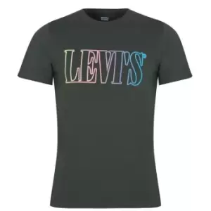 Levis Serif Gradient Logo T Shirt - Green