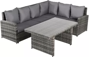 Outsunny 3-Seater Outdoor Garden PE Rattan Furniture Set Grey