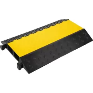 VEVOR 2 Channel Cable Protectors Rubber Cable Ramps 22000 lbs/10000 kg Per Axle Protective Cable Wire Cord Ramp Driveway Rubber Traffic Speed Bumps