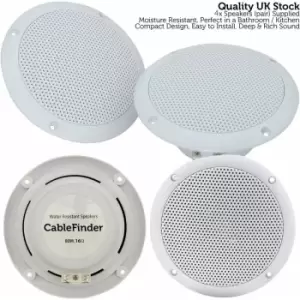 Loops - 4x Moisture Resistant Ceiling Speakers 80W 16Ohm 5' Kitchen Bathroom 2 Way Loud