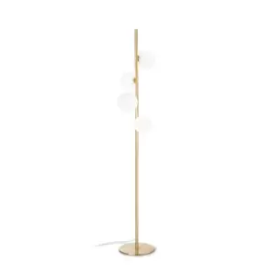 PERLAGE 4 Light Multi Arm Floor Lamp Brass, In-Built Switch, Non-Dim