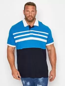 BadRhino Cut & Sew Chest Stripe Polo - Multi, Blue, Size 3XL, Men