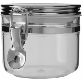 Premier Housewares - Clear Sugar Canister Stainless Steel Airtight Jar Round Lid With Lock Mechanism / Small Round Kitchen Storage Jars Canister For