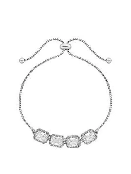 Silver Plated Crystal Toggle Bracelet